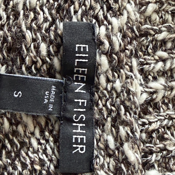 Eileen Fisher Marled Linen Blend Boxy Sweater | Brown & White | Size S - Picture 2 of 4